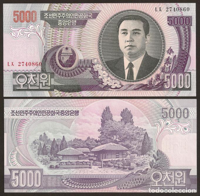 Internationale Banknoten: COREA NORTE. 5000 won 2006. S/C. Pick 46c?. Fecha no figura en el catalogo.