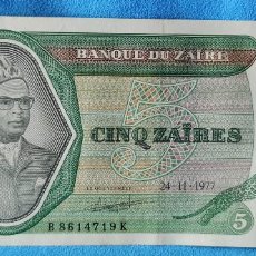 Billetes extranjeros: ZAIRE 1 BILLETE DE 5 ZAIRES 1977 FX 2. Lote 265201929