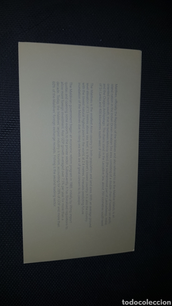 Billetes extranjeros: Maldives 5 rufiyaa in folder. Carpeta - Foto 3