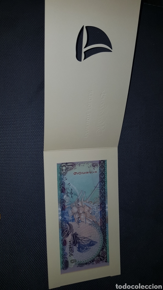 Billetes extranjeros: Maldives 5 rufiyaa in folder. Carpeta - Foto 4