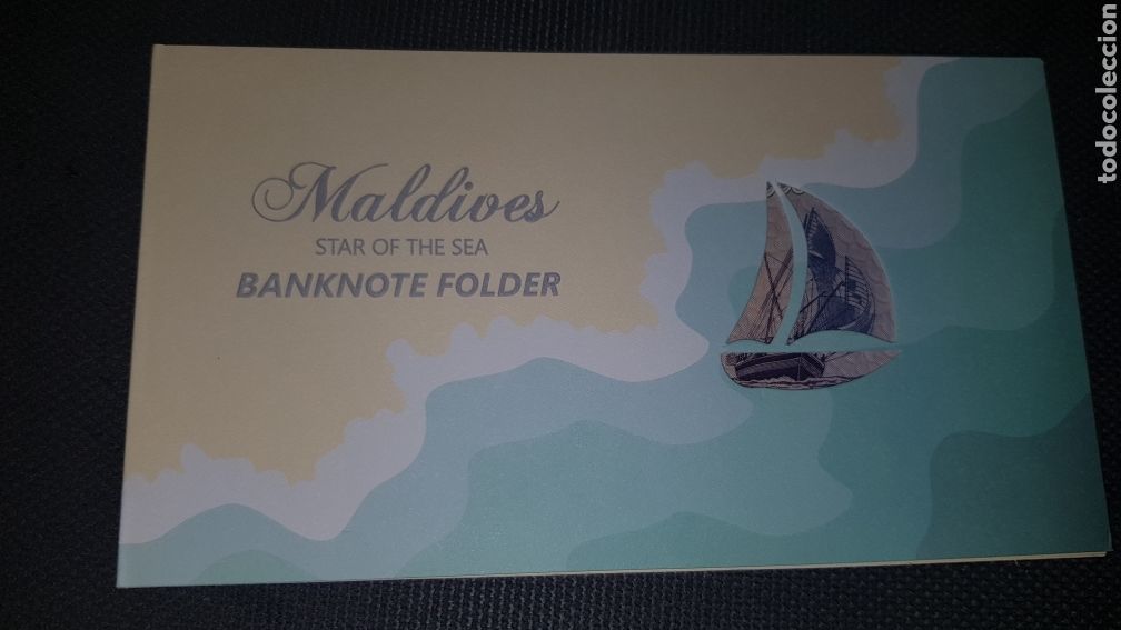 Billetes extranjeros: Maldives 5 rufiyaa in folder. Carpeta - Foto 1