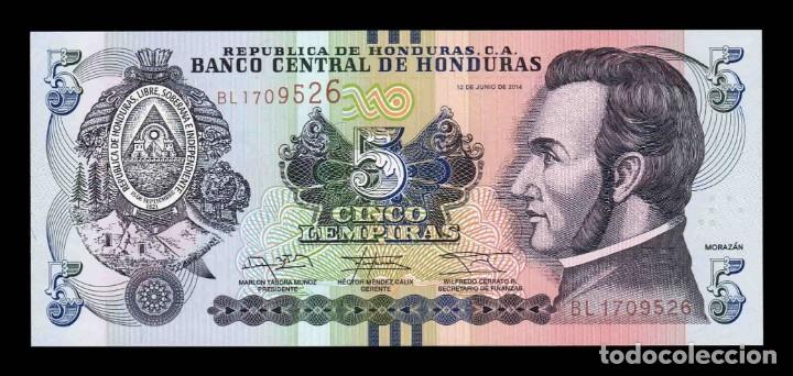 Billetes extranjeros: Honduras 5 Lempiras 2014 Pick 98b SC UNC - Foto 1