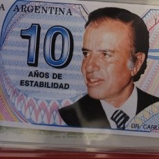 Billetes extranjeros: BILLETE DE ARGENTINA MENEM 10 AÑOS DE ESTABILIDAD 1999. Lote 270133713