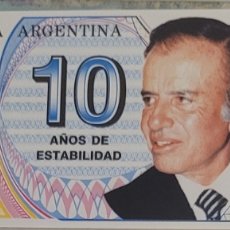 Billetes extranjeros: BILLETE DE ARGENTINA MENEM 10 AÑOS DE ESTABILIDAD 1999. Lote 270133978