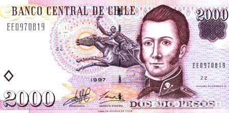 Billetes extranjeros: chile billete de 2000 pesos del ano 1997 vfxf - Foto 1