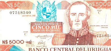Billetes extranjeros: billete uruguay de 5000 nuevos pesos Ed. 5000 - Foto 1