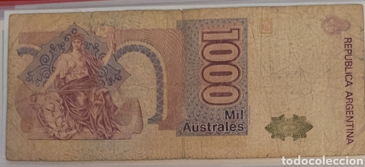 Billetes extranjeros: Billete de Argentina 1000 Australes - Foto 2