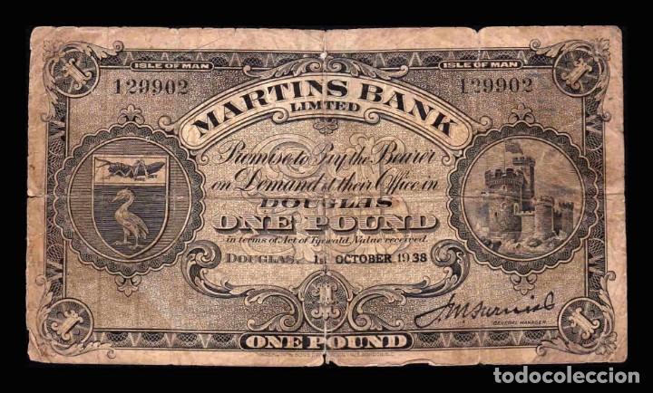 Billetes extranjeros: Isla de Man 1 Pound 1938 Pick 18b RC P - Foto 1