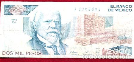 Billetes extranjeros: billlete 2000 pesos mexico 1989 - Foto 1