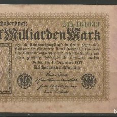 Billetes extranjeros: ALEMANIA - REICH - INFLACIÓN - 5 BILLON MARCOS 10.09.1923 - CAT. ROSENBERG Nº 112.B - EBC