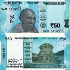 Billetes extranjeros: INDIA 50 RUPEES 2017-2020 P 111 UNC