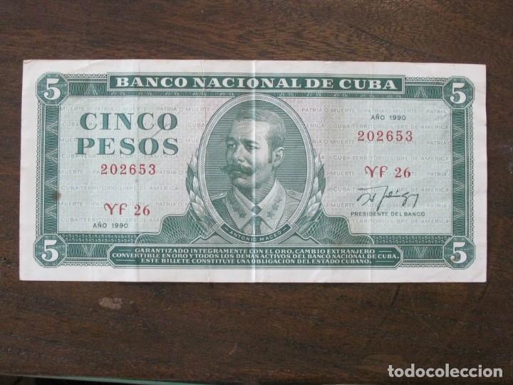 Billetes extranjeros: CUBA , 5 PESOS 1990 , CIRCULADO - Foto 1