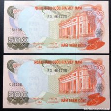 Billetes extranjeros: 2 BILLETES DE VIETNAM (SUR) CORRELATIVOS