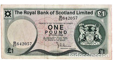 Billetes extranjeros: billete de 1 libra escocia 3 de mayo de 1977 - Foto 1
