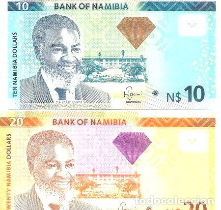 Billetes extranjeros: 2 billetes namibia 10 y 20 dollars 2013 sin circular - Foto 1
