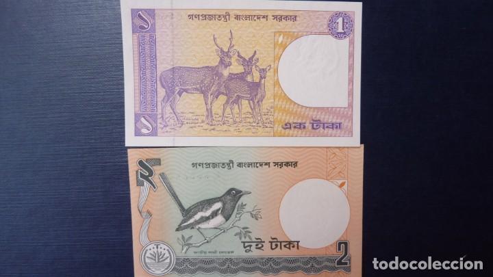 Billetes extranjeros: Bangladech lote de 1 y 2 taka. S/C
