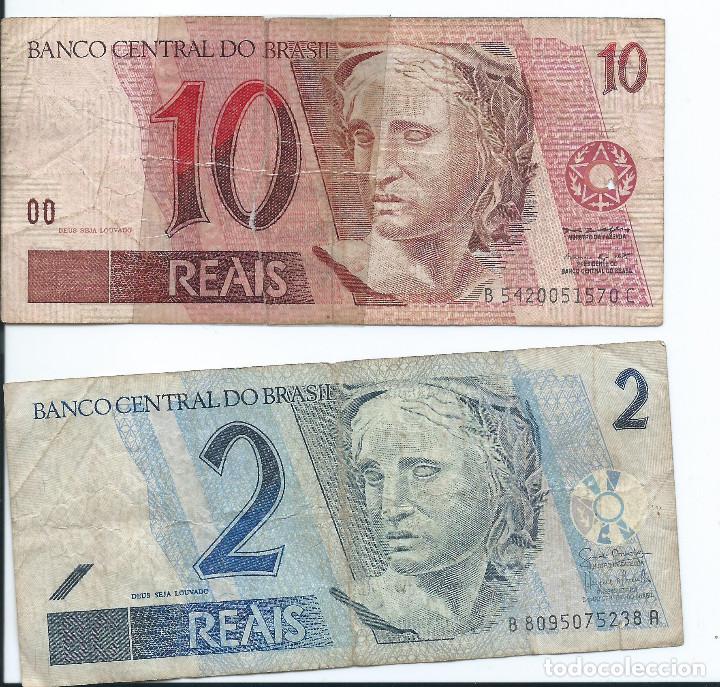 Billetes extranjeros: Brasil 2 y 10 reales2001 - Foto 1