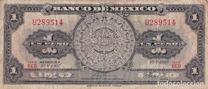 Billetes extranjeros: M&Eacute;XICO 1 PESO 1967 - Foto 1