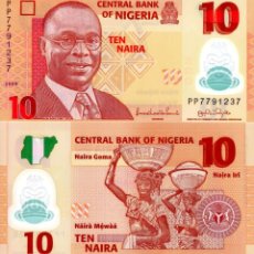 Billetes extranjeros: NIGERIA 10 NAIRA POLYMER 2009-2018 P 39 UNC