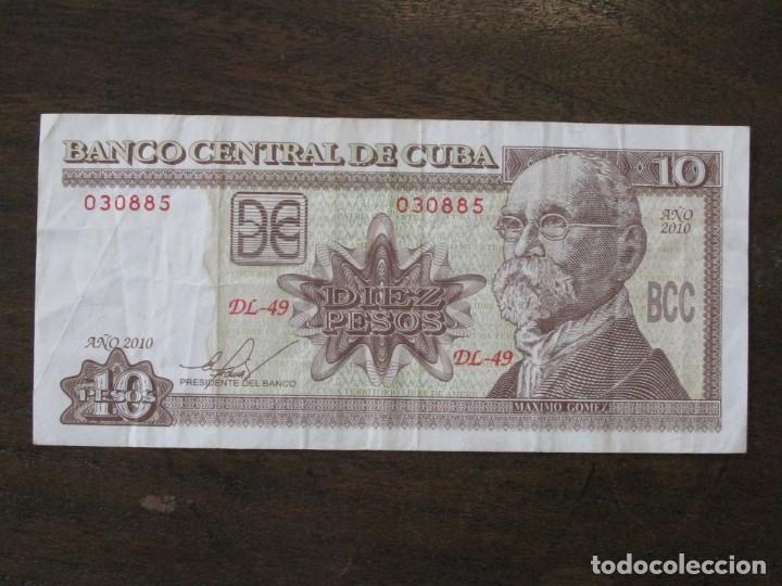 Billetes extranjeros: ISLA DE CUBA , 10 PESOS DE 2010 , CIRCULADO - Foto 1