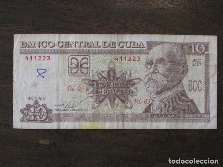 Billetes extranjeros: ISLA DE CUBA , 10 PESOS DE 2010 , CIRCULADO - Foto 1