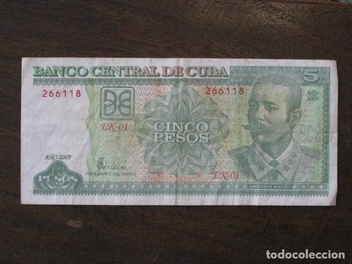Billetes extranjeros: ISLA DE CUBA , 5 PESOS DE 2009 , CIRCULADO - Foto 1