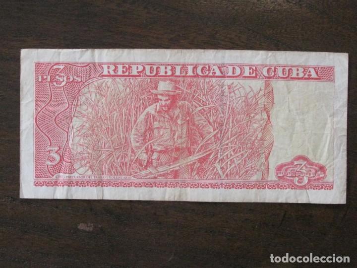 Billetes extranjeros: ISLA DE CUBA , 3 PESOS DE 2004 , CIRCULADO - Foto 2