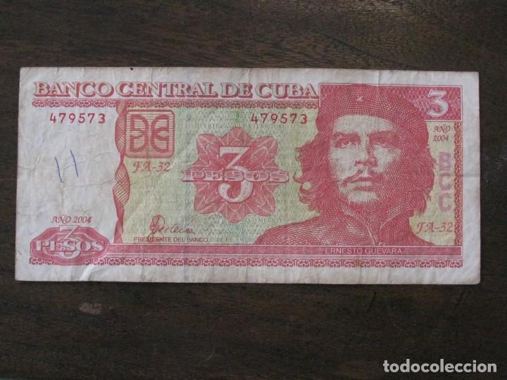 Billetes extranjeros: ISLA DE CUBA , 3 PESOS DE 2004 , CIRCULADO - Foto 1
