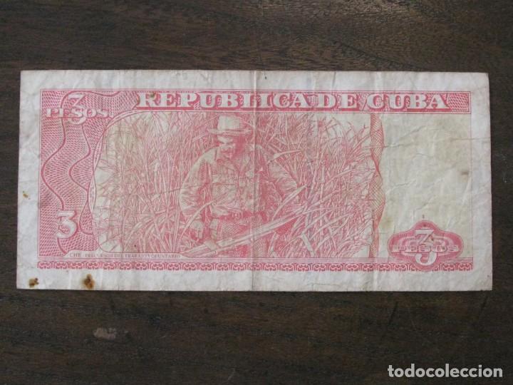 Billetes extranjeros: ISLA DE CUBA , 3 PESOS DE 2004 , CIRCULADO - Foto 2