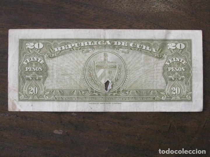 Billetes extranjeros: ISLA DE CUBA , 20 PESOS DE 1949 , CIRCULADO - Foto 2