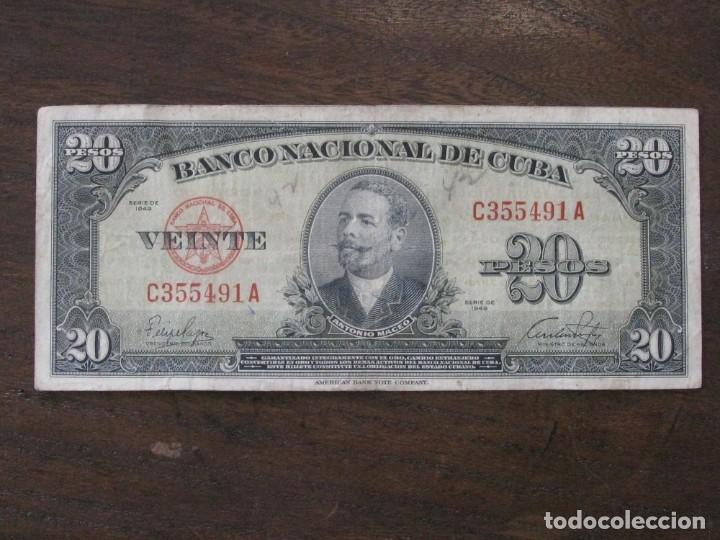 Billetes extranjeros: ISLA DE CUBA , 20 PESOS DE 1949 , CIRCULADO - Foto 1