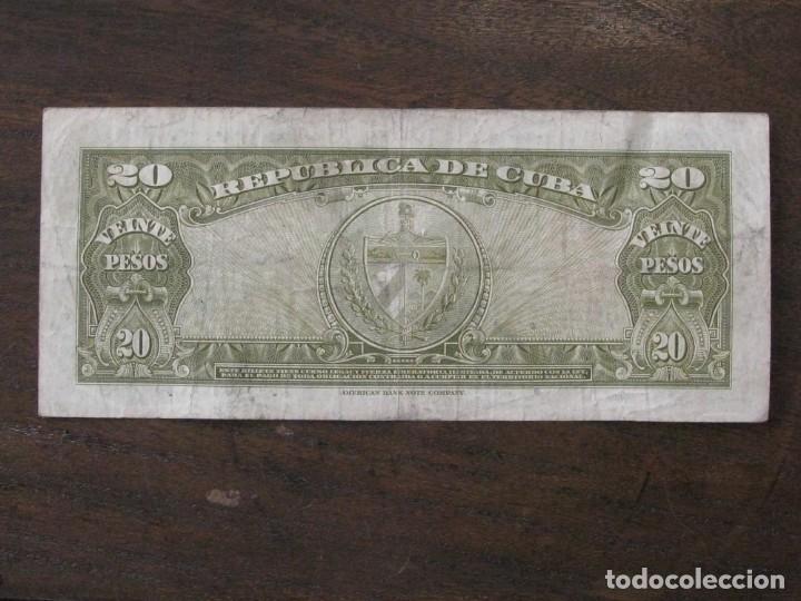 Billetes extranjeros: ISLA DE CUBA , 20 PESOS DE 1949 , CIRCULADO - Foto 2