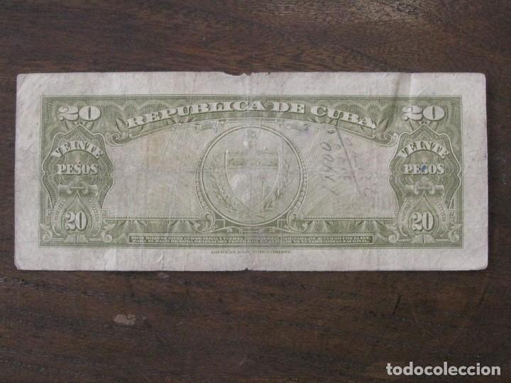 Billetes extranjeros: ISLA DE CUBA , 20 PESOS DE 1949 , CIRCULADO - Foto 2