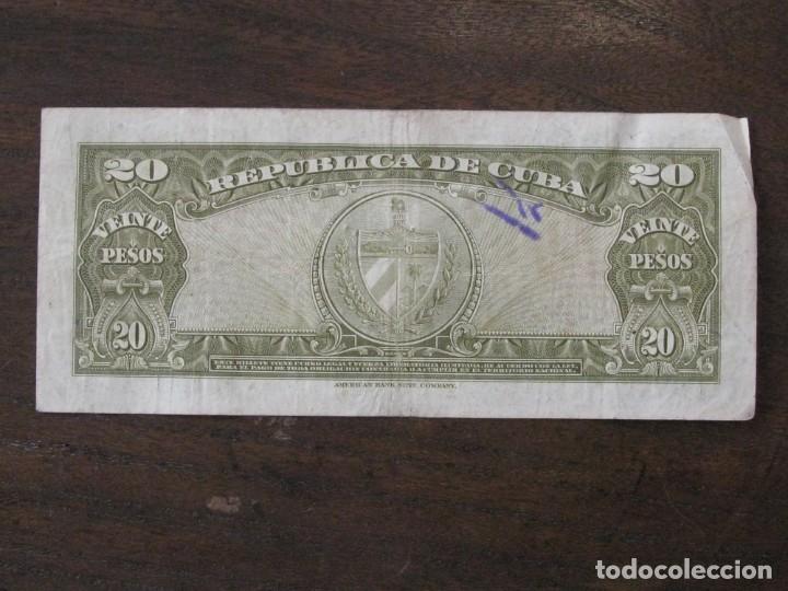 Billetes extranjeros: ISLA DE CUBA , 20 PESOS DE 1949 , CIRCULADO - Foto 2