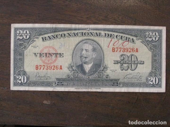Billetes extranjeros: ISLA DE CUBA , 20 PESOS DE 1949 , CIRCULADO - Foto 1