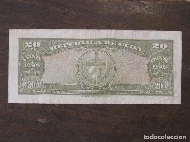 Billetes extranjeros: ISLA DE CUBA , 20 PESOS DE 1949 , CIRCULADO - Foto 2
