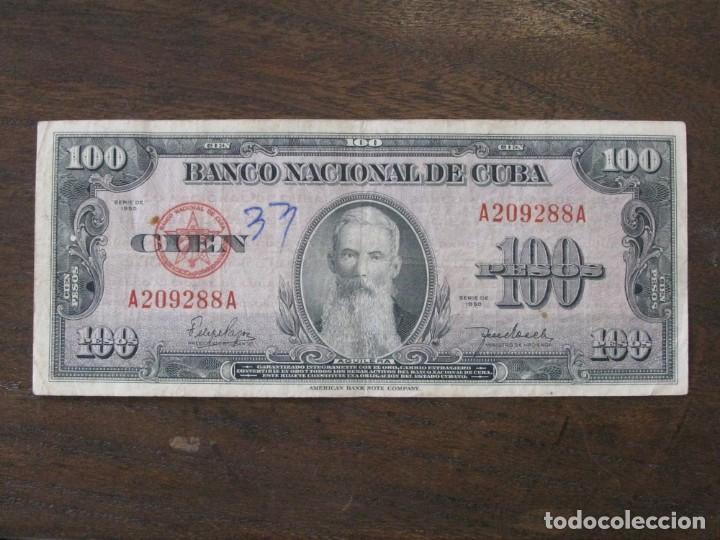 Billetes extranjeros: ISLA DE CUBA , 100 PESOS DE 1950 , CIRCULADO - Foto 1