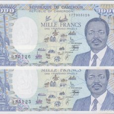 Billetes extranjeros: BILLETES - CAMERUN - 1000 FRANCS 1-1-90 - SERIE C.08-935125-6 - PAREJA CORRELATIVA - PICK-26B (SC-)