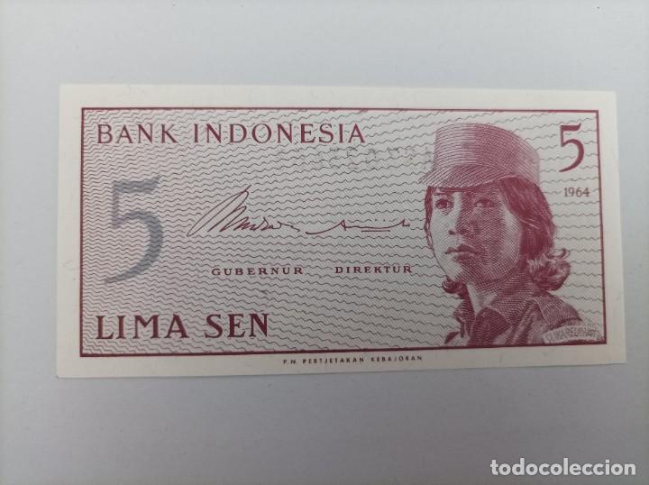 Billetes extranjeros: Billete de Indonesia de 5 Sen, a&ntilde;o 1964, Uncirculated - Foto 1