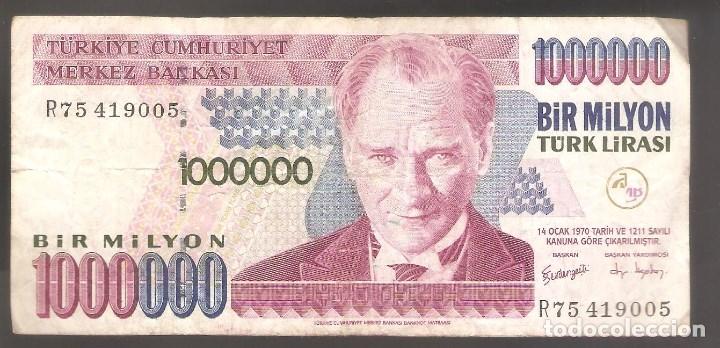 Billetes extranjeros: 1 billete de turkiye de 1000000 1970 usado
