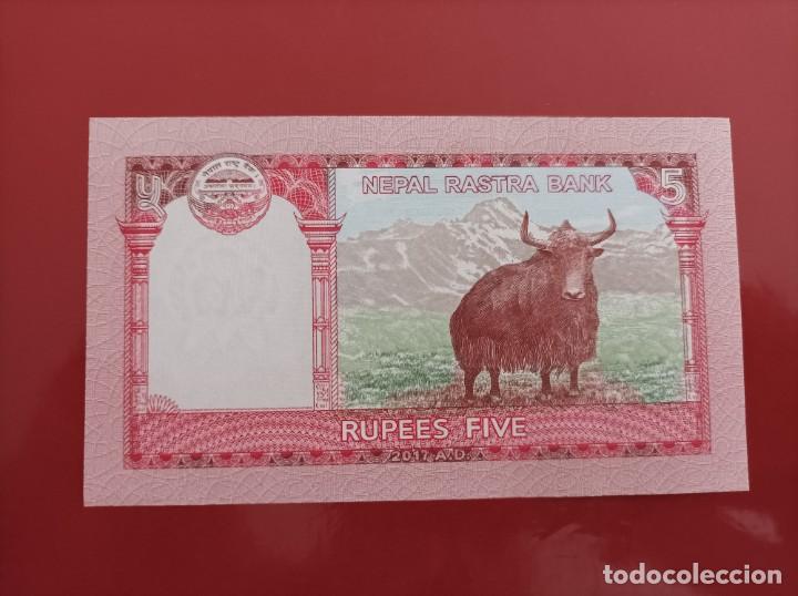 Billetes extranjeros: Billete de Nepal de 5 rupias, a&ntilde;o 2017, UNC - Foto 1