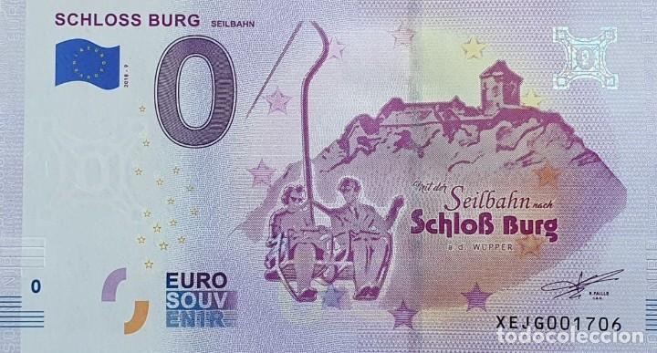 International Banknotes: BILLETE 0 Euro Souvenir 0 &euro; ALEMANIA: XEJG 2018-9 SOLINGEN - SCHLOSS BURG - SEILBAHN