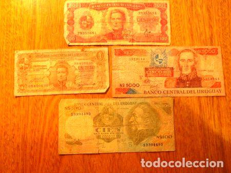 Billetes extranjeros: lote de 4 billetes de uruguay cd100 - Foto 1