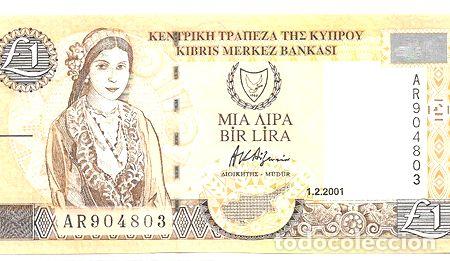 Billetes extranjeros: billete chipre cyprus 1 libra 2001 sc - Foto 1