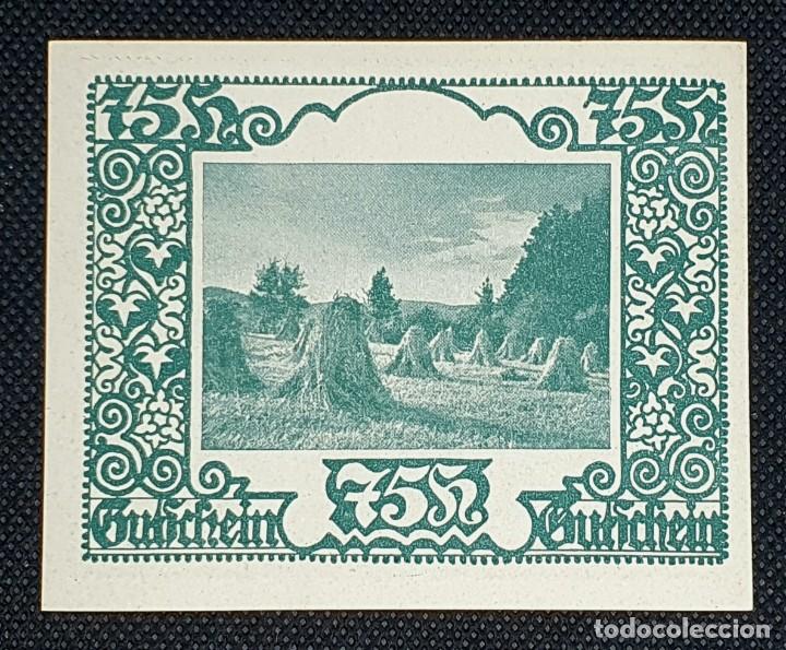 Billetes extranjeros: 75 HELLER - MARIENKIRCHEN 1920 - NOTGELD AUSTRIA SC / UNC - Foto 2