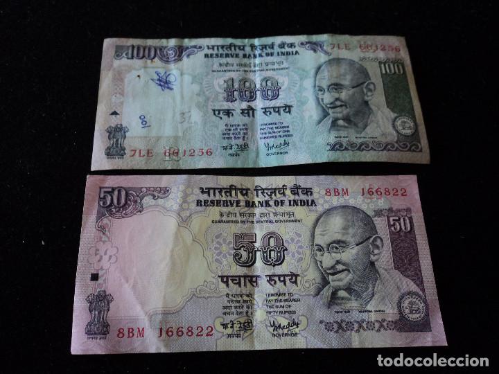 Billetes extranjeros: DOS BILLETES DE INDIA 100 Y 50 RUPIAS - Foto 1