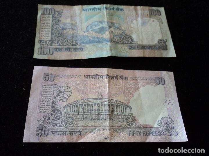 Billetes extranjeros: DOS BILLETES DE INDIA 100 Y 50 RUPIAS - Foto 2