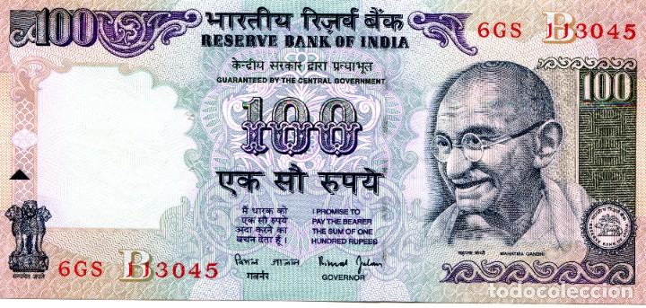 Billetes extranjeros: 100 RUPIAS INDIA ( SC ) ( BEX44 ) - Foto 1