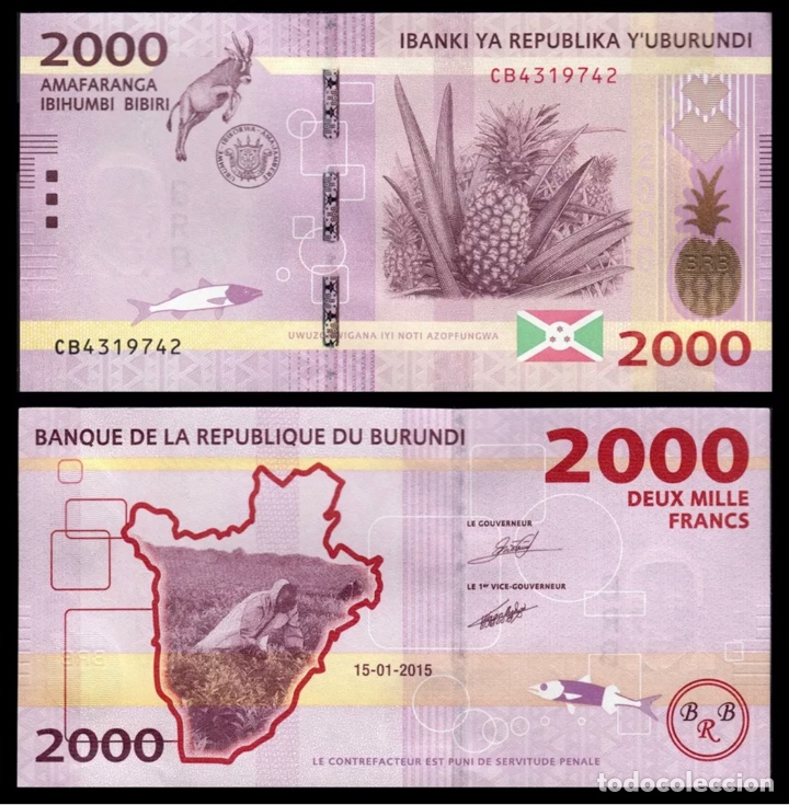 Billetes extranjeros: Billete BURUNDI 2000 Francos 2015 SC - Foto 1