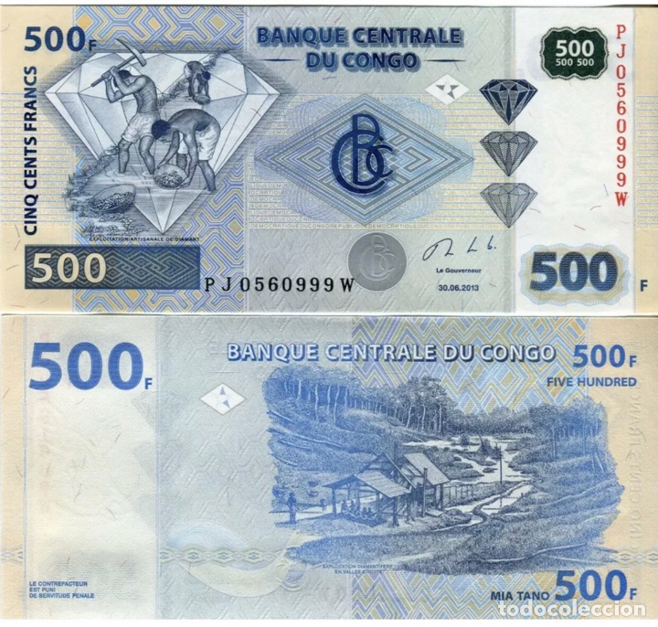 Billetes extranjeros: Billete CONGO 500 Francos 2013 SC - Foto 1